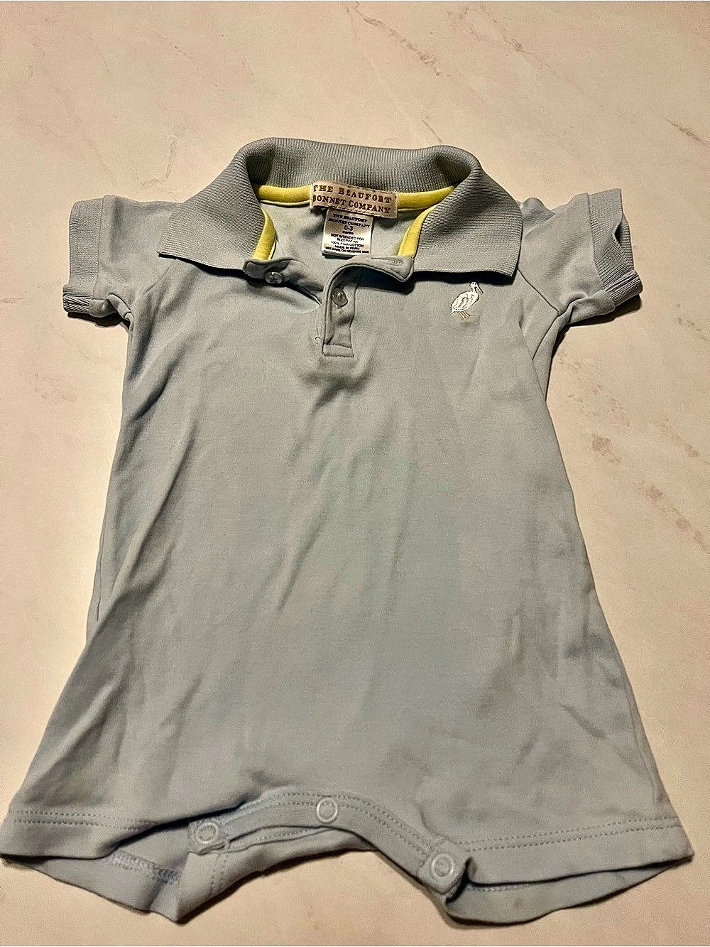 Sir Proper's Romper - Buckhead Blue with Multicolor Stork
